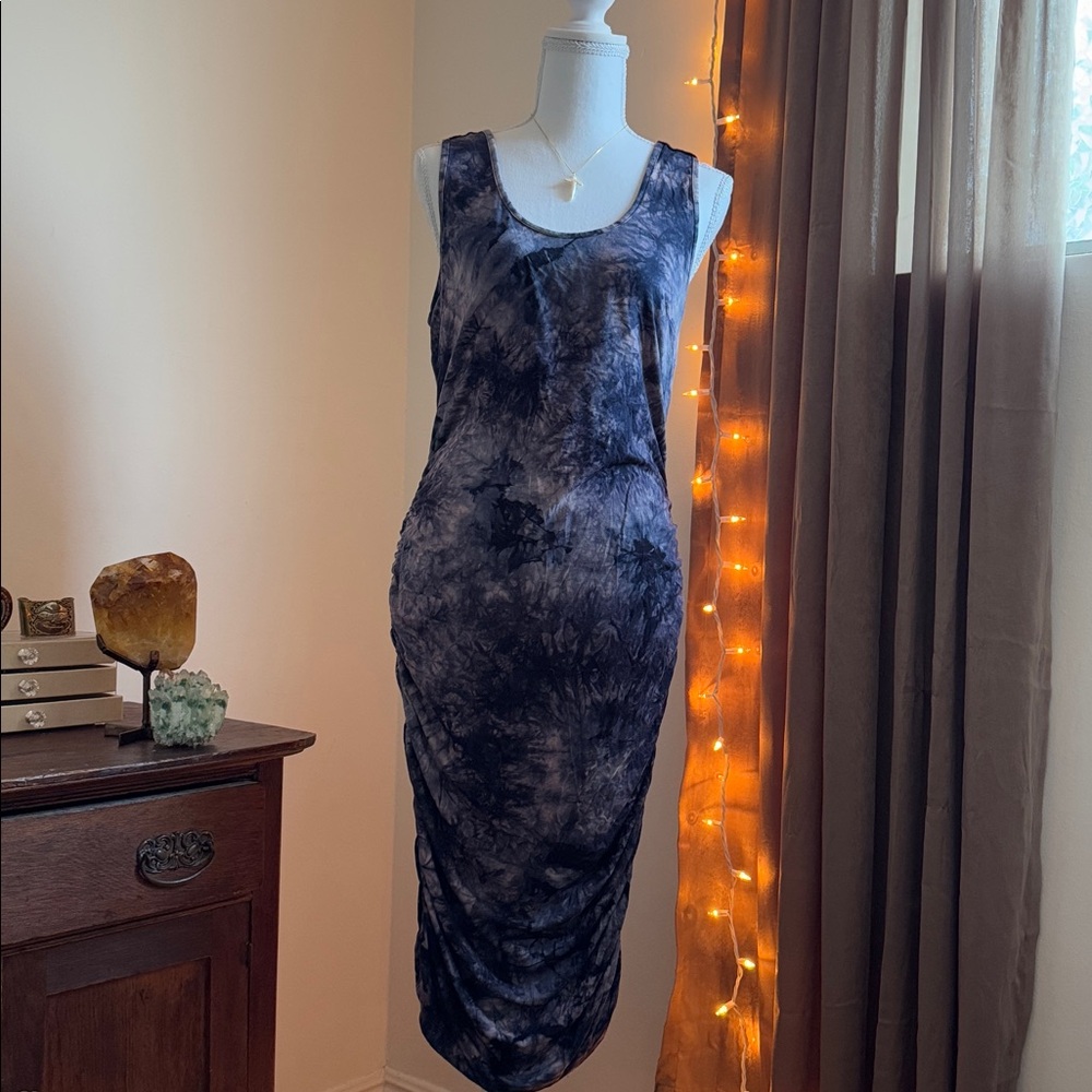 Venus Tie-Dye Blue Maxi Dress Large – Boho Crochet Back Beach Resortwear